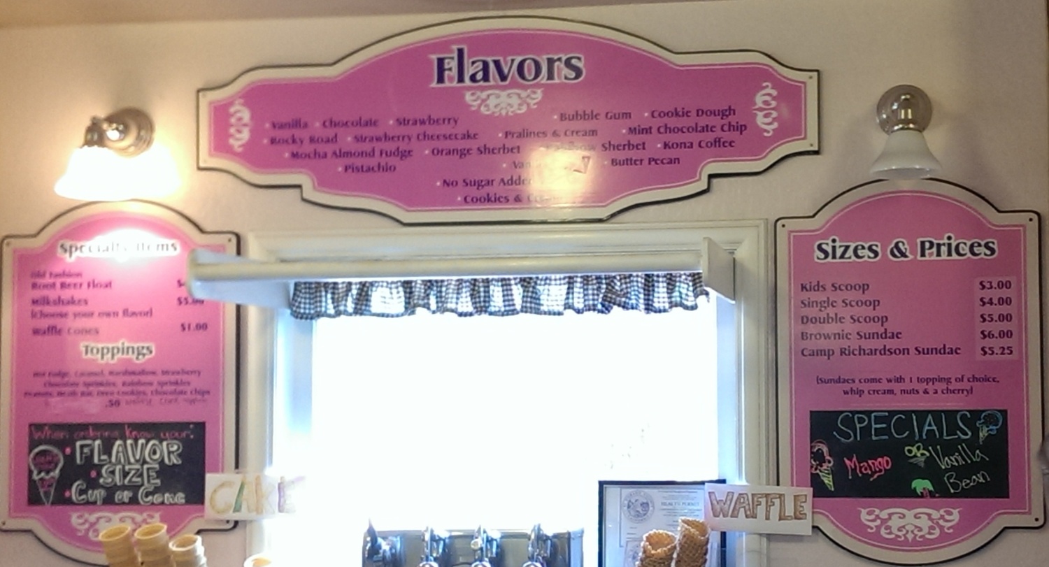 photo of menu